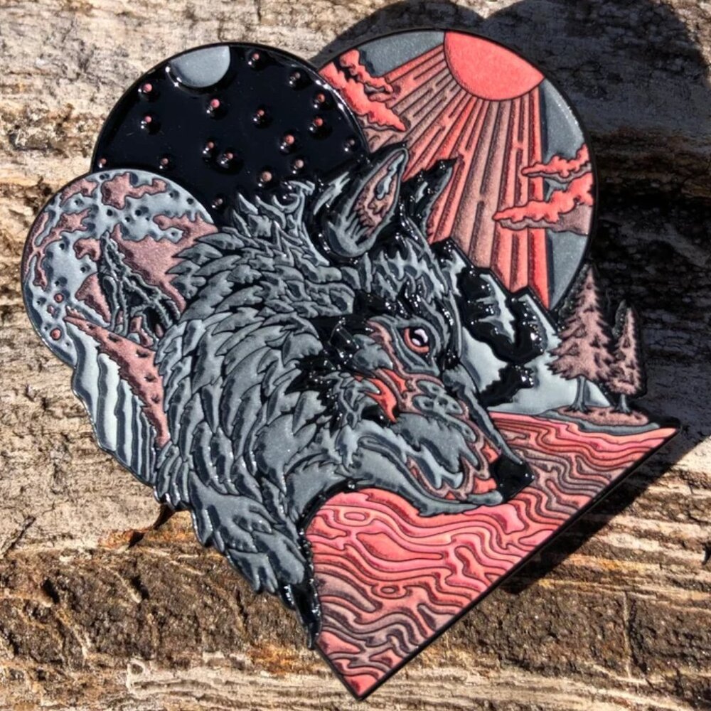 New Age Original Artwork - Pins - Black Moonrise Canis